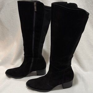 Paul Green Black Suede Luxe Knee-high Boots
